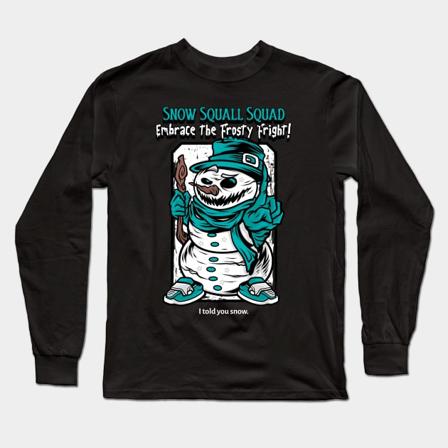 snow squall, global warming, snow man Long Sleeve T-Shirt by Kamran Sharjeel